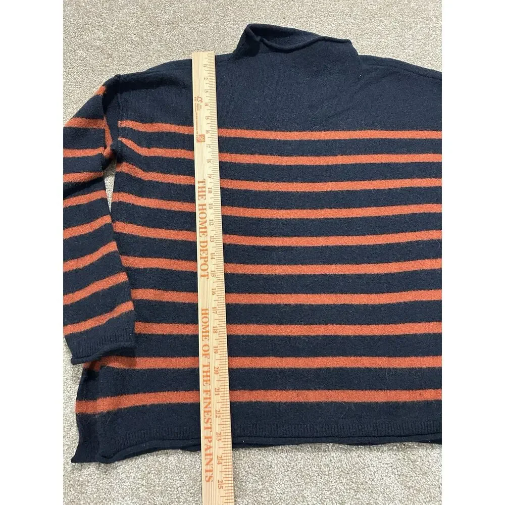 Madewell Women’s M Navy Blue Orange Coziest‎ Yarn Whitworth Sweater Alpaca